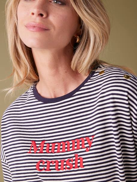 Tee-shirt effet sweat 'Mummy Crush' grossesse marine 4 - vertbaudet enfant 