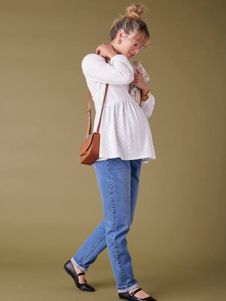 Tee-shirt blouse brodé grossesse et allaitement écru 1 - vertbaudet enfant 