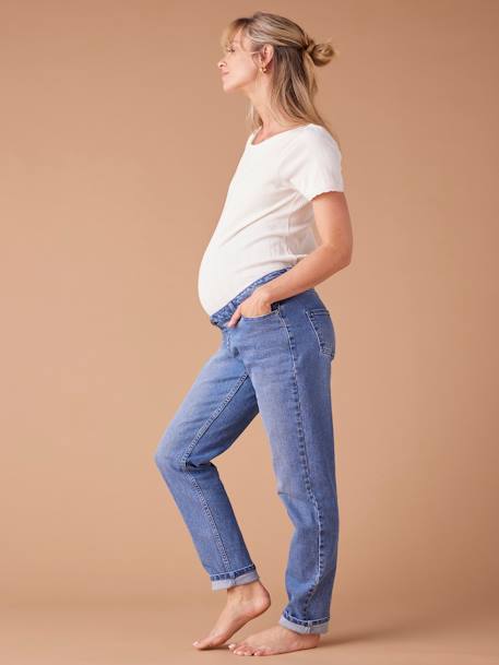 Jean de grossesse mom slim fit bandeau détachable bleu foncé+stone 6 - vertbaudet enfant 