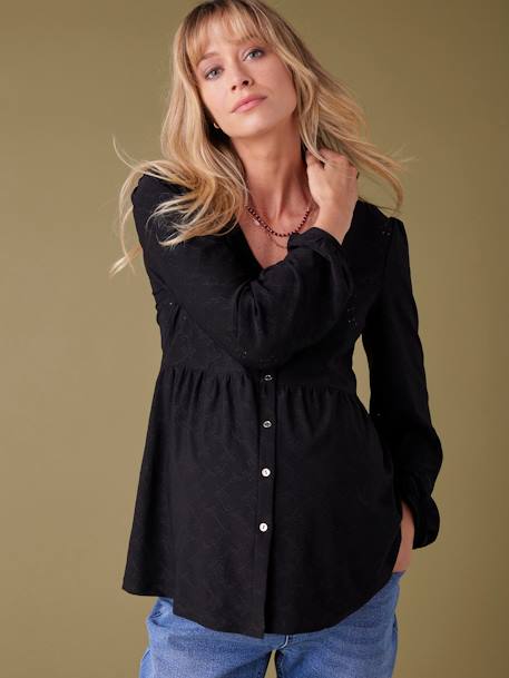 Tee-shirt blouse grossesse noir+olive 7 - vertbaudet enfant 