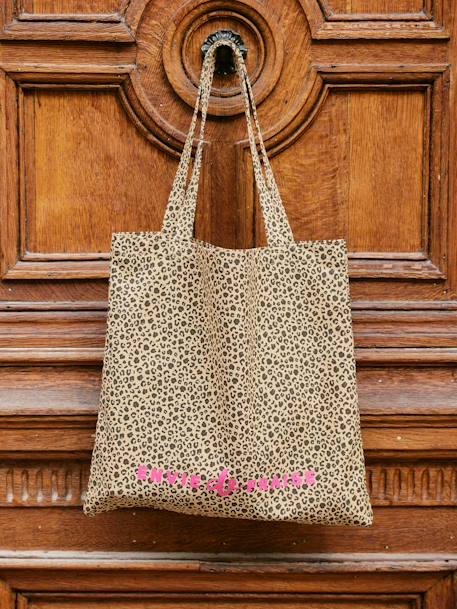 Tote bag léopard solidaire beige imprimé léopard 1 - vertbaudet enfant 