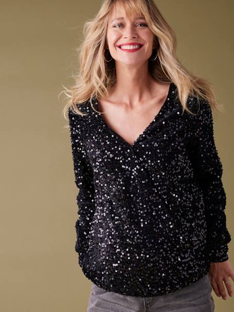 Blouse à sequins grossesse noir 4 - vertbaudet enfant 