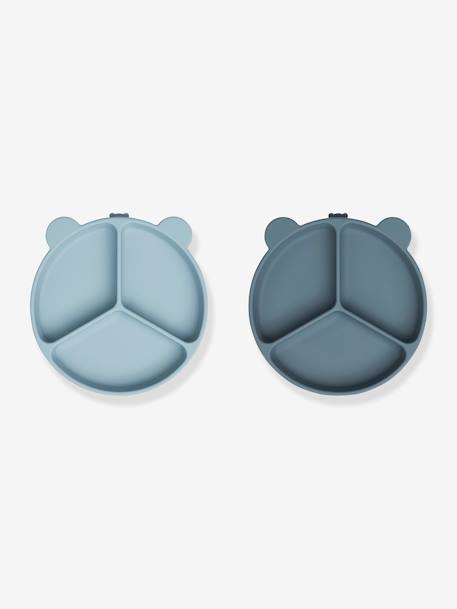 Lot 2 assiettes à compartiment Stacy - bleu+rose 1 - vertbaudet enfant 