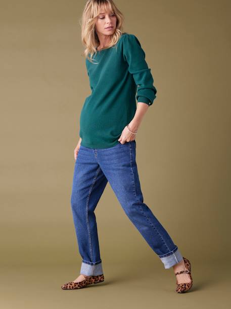 Pull maille fine détails boutons dorés noir+vert sapin 10 - vertbaudet enfant 