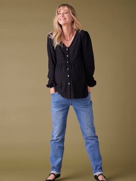 Tee-shirt blouse grossesse noir+olive 1 - vertbaudet enfant 