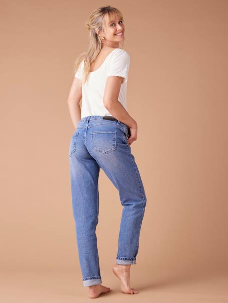 Jean de grossesse mom slim fit bandeau détachable bleu foncé+stone 8 - vertbaudet enfant 