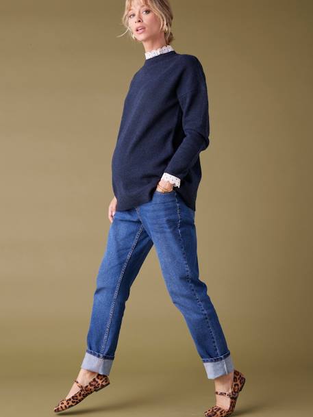 Pull long détails dentelle amovibles grossesse marine 1 - vertbaudet enfant 