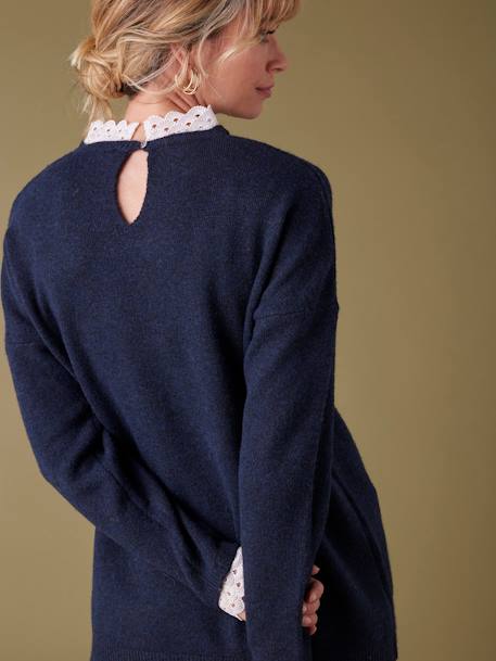 Pull long détails dentelle amovibles grossesse marine 3 - vertbaudet enfant 