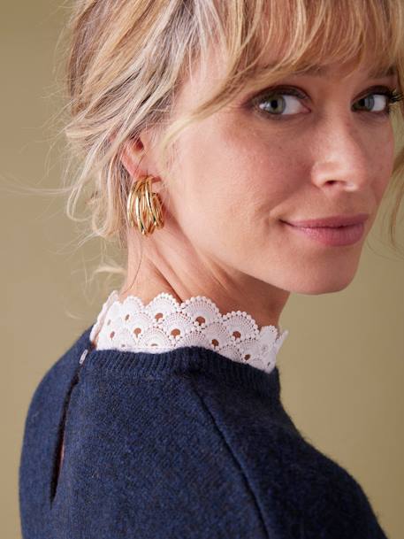 Pull long détails dentelle amovibles grossesse marine 6 - vertbaudet enfant 
