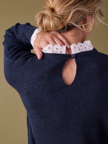 Pull long détails dentelle amovibles grossesse marine 4 - vertbaudet enfant 