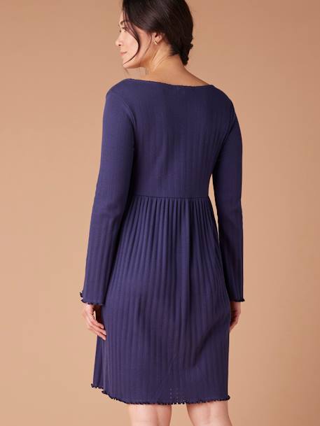 Chemise de nuit maille pointelle grossesse et allaitement marine 4 - vertbaudet enfant 