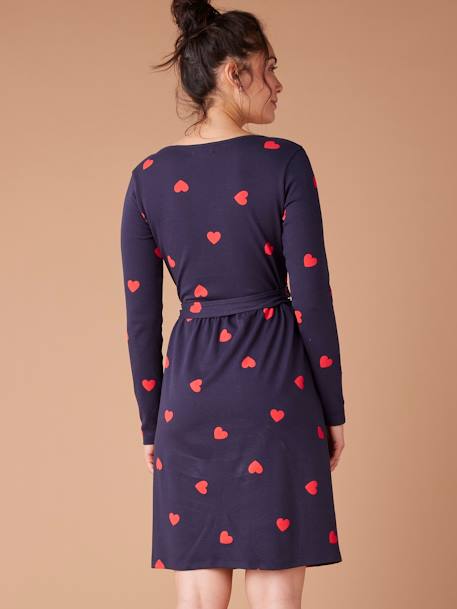 Kit Maternité 'Mon coeur' chemise de nuit grossesse + body bébé + pochon écru+marine 23 - vertbaudet enfant 