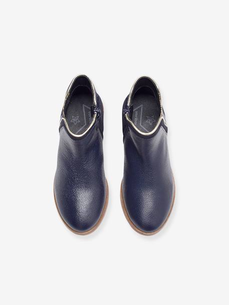 Boots enfant fille cuir zippées marine+noir+or 4 - vertbaudet enfant 