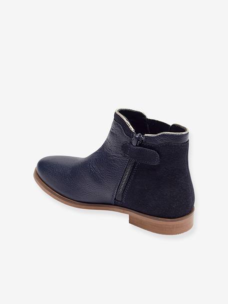 Boots enfant fille cuir zippées marine+noir+or 3 - vertbaudet enfant 