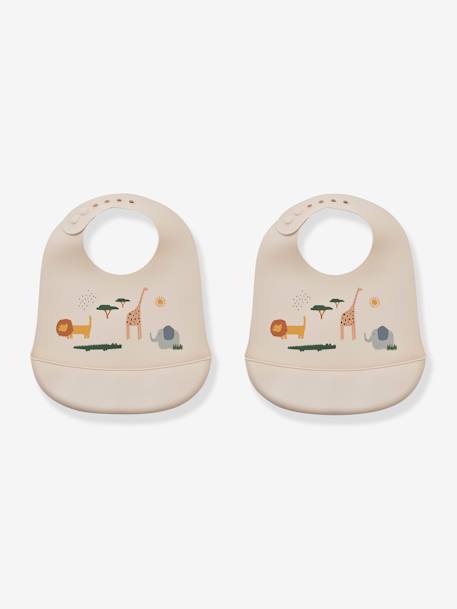 Lot 2 bavoirs Tilda en silicone - écru 1 - vertbaudet enfant 
