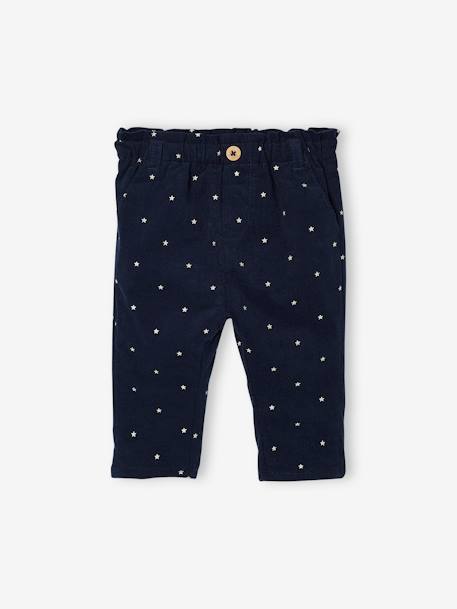 Pantalon paperbag en velours bébé marine+vert d'eau 1 - vertbaudet enfant 