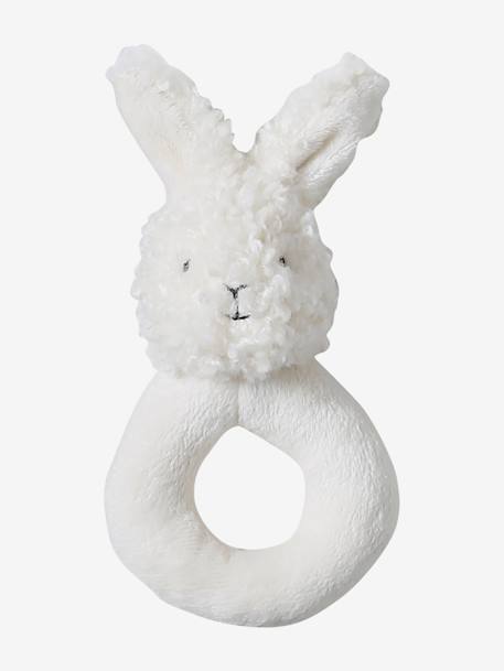 Doudou lapin et hochet en sherpa personnalisable avec mallette blanc 6 - vertbaudet enfant 