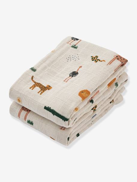 Lot 2 langes imprimés Lewis- beige+écru+rose+sable 1 - vertbaudet enfant 