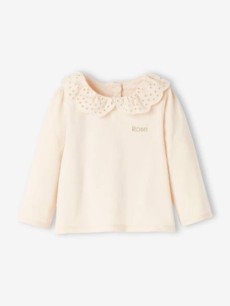T-shirt bébé col brodé manches longues beige clair+rayé marine+rayé rouge 7 - vertbaudet enfant 