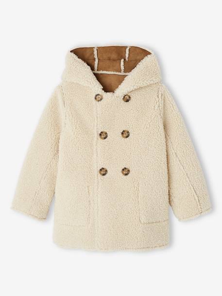 Manteau fille à capuche peau lainée réversible marron 5 - vertbaudet enfant 