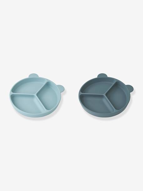 Lot 2 assiettes à compartiment Stacy - bleu+rose 2 - vertbaudet enfant 