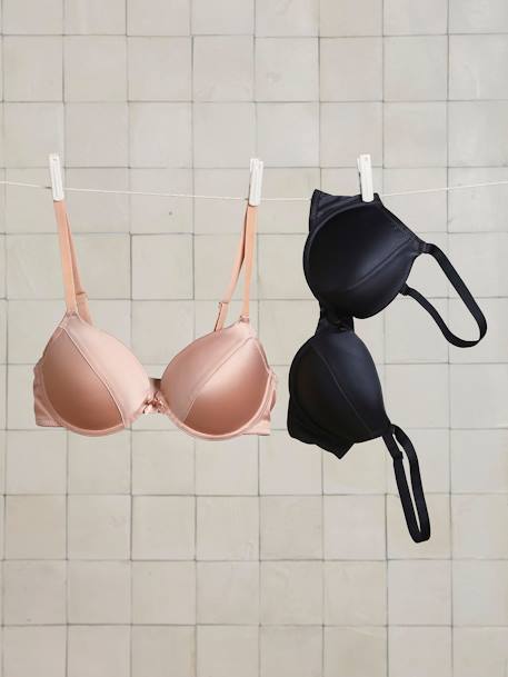 lot de 2 soutien-gorge en microfibre satinée beige poudré 1 - vertbaudet enfant 
