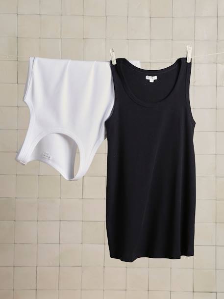 Lot de 2 débardeurs grossesse en côtes coton bio noir 6 - vertbaudet enfant 