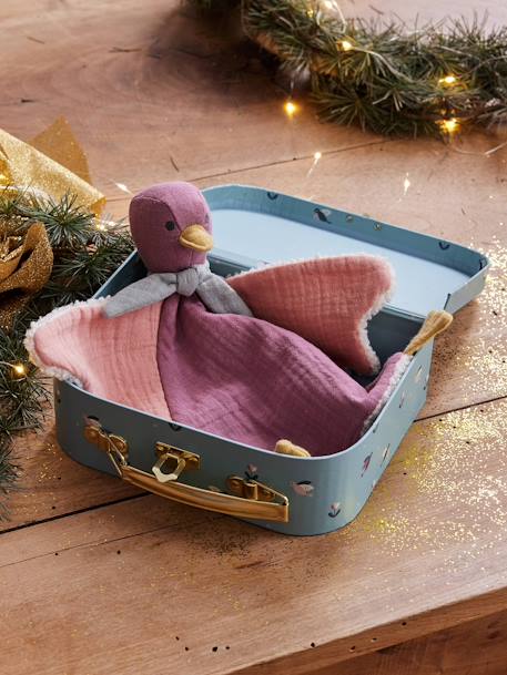 Doudou oiseau bi-matière personnalisable avec mallette rose 1 - vertbaudet enfant 