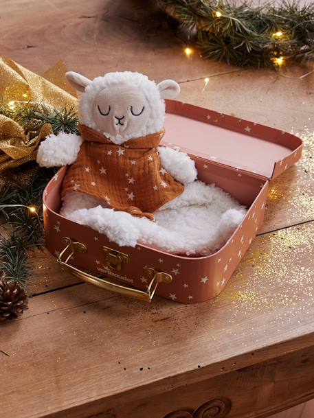 Doudou mouton bi-matière avec mallette beige 1 - vertbaudet enfant 