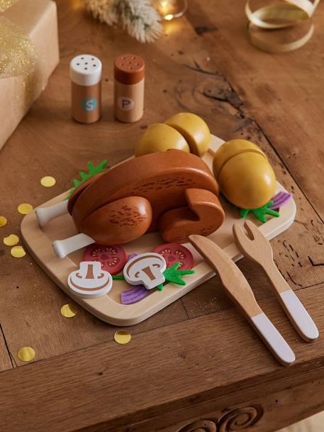 Poulet rôti et accessoires en bois FSC® jaune 1 - vertbaudet enfant 