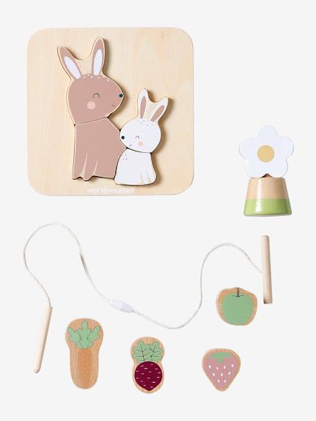 Coffret 3 jeux d'éveil en bois FSC® rose 1 - vertbaudet enfant 