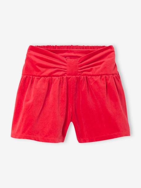 Short fille en velours lisse effet noeud devant rouge 1 - vertbaudet enfant 