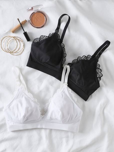 Lot 2 soutiens-gorge en dentelle grossesse et allaitement blanc + noir 3 - vertbaudet enfant 