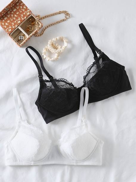 Lot de 2 soutiens-gorge en dentelle grossesse et allaitement blanc 1 - vertbaudet enfant 