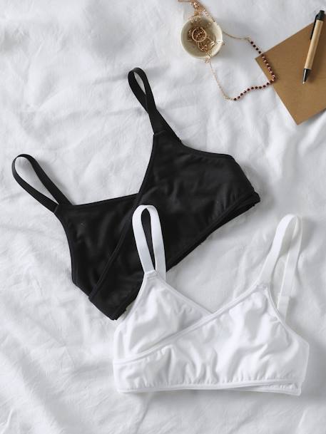 Lot 2 brassières croisées sans coutures grossesse et allaitement blanc 1 - vertbaudet enfant 