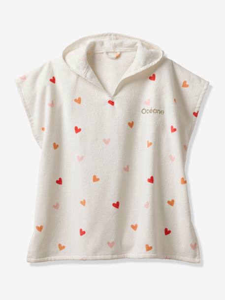 Poncho de bain enfant personnalisable COEURS, avec coton recyclé blanc imprimé 2 - vertbaudet enfant 