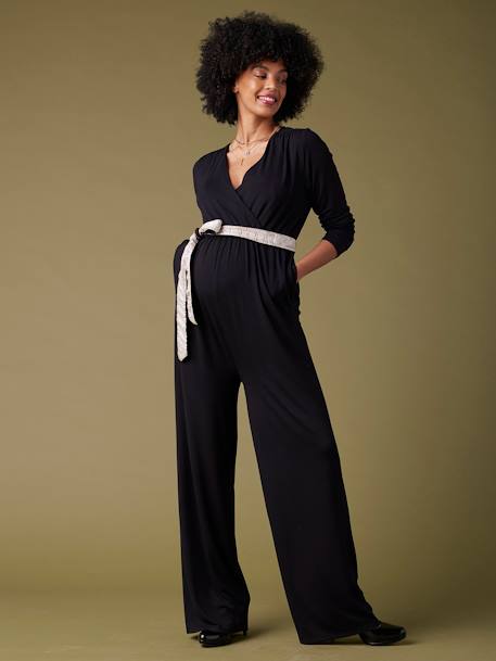 Combinaison large de grossesse et allaitement ceinture réversible noir 1 - vertbaudet enfant 