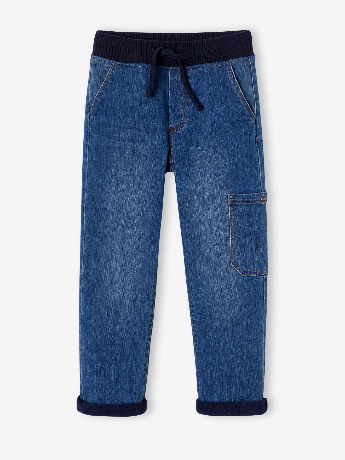 Jean Garçon Doublé Polaire VERTBAUDET - Denim Chaud Hiver, Coupe Droite | Pantalon Confortable Pour Enfant - 9
