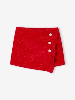 -Jupe-short fille en velours effet portefeuille