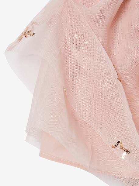 Jupe de fête fille en tulle étoiles en sequins rose poudré 3 - vertbaudet enfant 