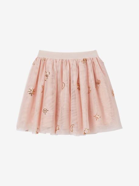 Jupe de fête fille en tulle étoiles en sequins rose poudré 2 - vertbaudet enfant 