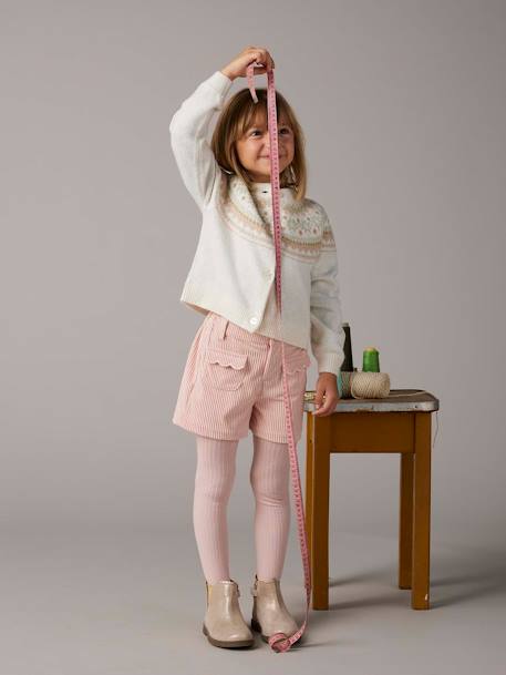 Gilet jacquard fille maille fantaisie fil brillant écru+vert de gris 5 - vertbaudet enfant 