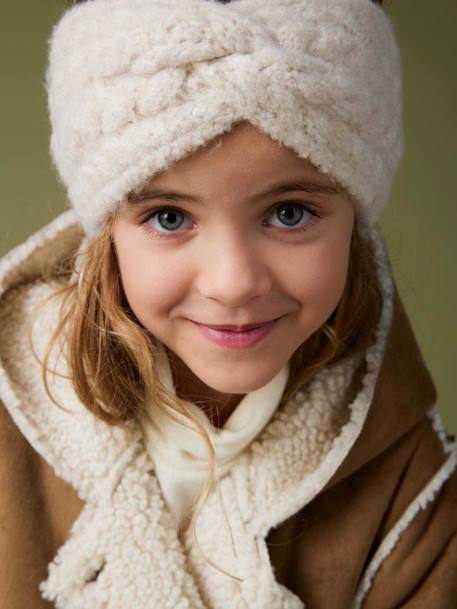 Manteau fille à capuche peau lainée réversible marron 1 - vertbaudet enfant 