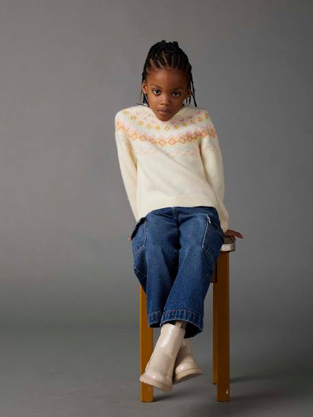 Pull jacquard fille écru 5 - vertbaudet enfant 