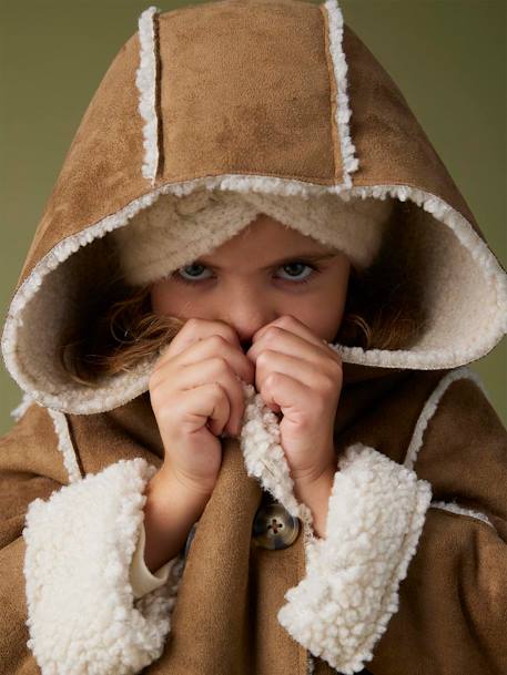 Manteau fille à capuche peau lainée réversible marron 2 - vertbaudet enfant 