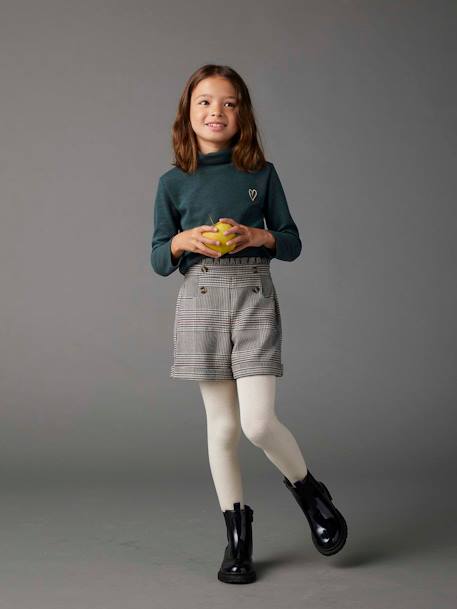 Short en flanelle carreaux fille carreaux marine 1 - vertbaudet enfant 