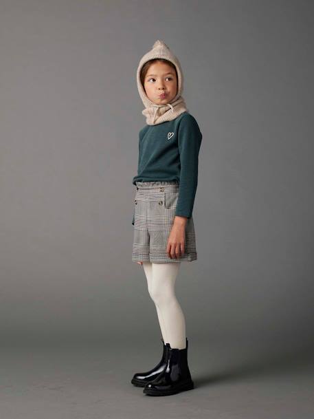 Short en flanelle carreaux fille carreaux marine 2 - vertbaudet enfant 