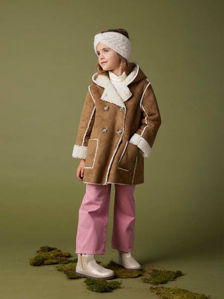 Manteau fille à capuche peau lainée réversible marron 3 - vertbaudet enfant 