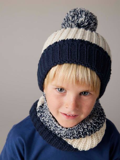 Ensemble colorblock bonnet + snood + gants garçon bleu nuit 11 - vertbaudet enfant 