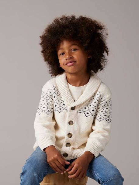 Vêtement Garçon Coton Acrylique Vertbaudet Pull Jacquard Motif Ludique Garçon Pull Manches Longues Garçon